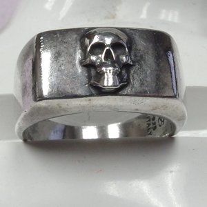 Men's skull band ring - Sterling Silver - size 12 - Made in Italy